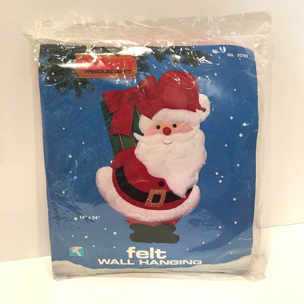 Vintage Titan Needlecraft Felt Santa Wall Hanging Kit #03783 SEALED